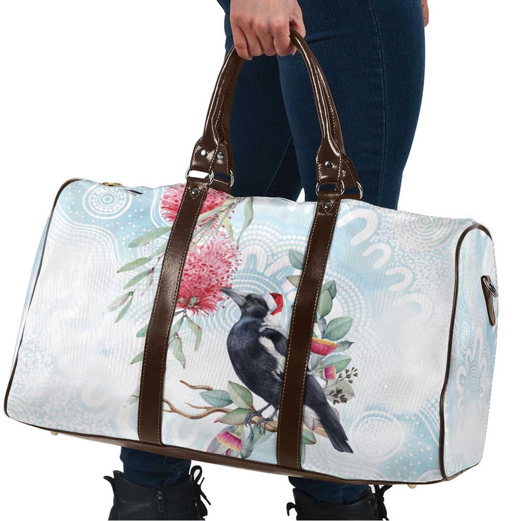 Australia Magpie Christmas Travel Bag Eucalyptus Aboriginal Watercolor Stylized - Aussie Hoodie