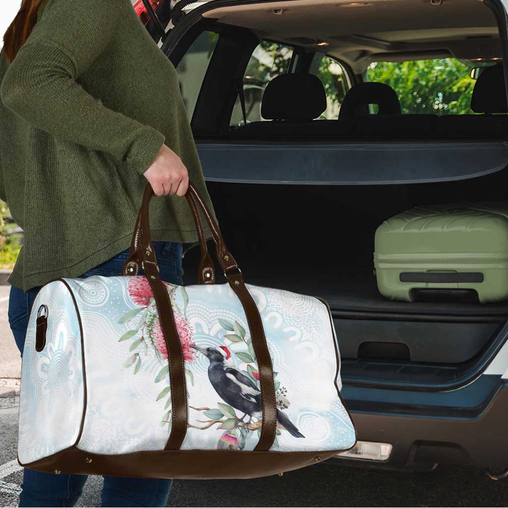 Australia Magpie Christmas Travel Bag Eucalyptus Aboriginal Watercolor Stylized - Aussie Hoodie