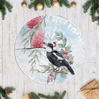 Australia Magpie Christmas Tree Skirt Eucalyptus Aboriginal Watercolor Stylized - Aussie Hoodie