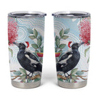 Australia Magpie Christmas Tumbler Cup Eucalyptus Aboriginal Watercolor Stylized - Aussie Hoodie