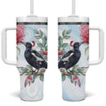 Australia Magpie Christmas Tumbler With Handle Eucalyptus Aboriginal Watercolor Stylized - Aussie Hoodie