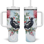 Australia Magpie Christmas Tumbler With Handle Eucalyptus Aboriginal Watercolor Stylized - Aussie Hoodie