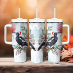 Australia Magpie Christmas Tumbler With Handle Eucalyptus Aboriginal Watercolor Stylized - Aussie Hoodie