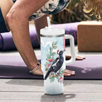 Australia Magpie Christmas Tumbler With Handle Eucalyptus Aboriginal Watercolor Stylized - Aussie Hoodie