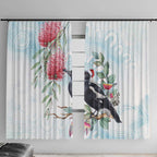 Australia Magpie Christmas Window Curtain Eucalyptus Aboriginal Watercolor Stylized - Aussie Hoodie