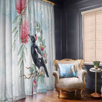 Australia Magpie Christmas Window Curtain Eucalyptus Aboriginal Watercolor Stylized - Aussie Hoodie