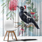Australia Magpie Christmas Window Curtain Eucalyptus Aboriginal Watercolor Stylized - Aussie Hoodie