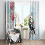 Australia Magpie Christmas Window Curtain Eucalyptus Aboriginal Watercolor Stylized - Aussie Hoodie