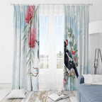 Australia Magpie Christmas Window Curtain Eucalyptus Aboriginal Watercolor Stylized - Aussie Hoodie