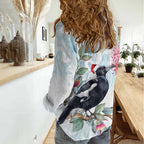 Australia Magpie Christmas Women Casual Shirt Eucalyptus Aboriginal Watercolor Stylized - Aussie Hoodie
