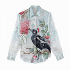 Australia Magpie Christmas Women Casual Shirt Eucalyptus Aboriginal Watercolor Stylized - Aussie Hoodie