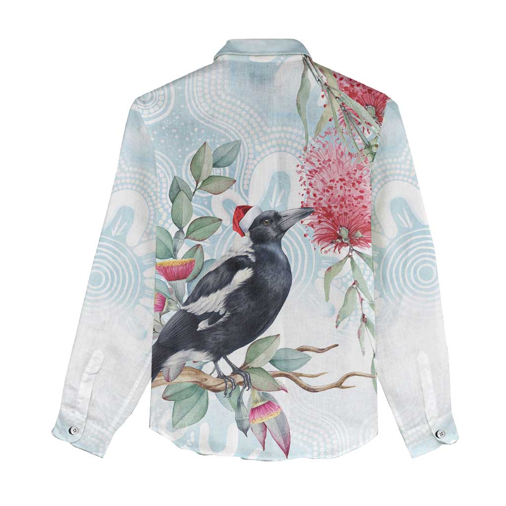 Australia Magpie Christmas Women Casual Shirt Eucalyptus Aboriginal Watercolor Stylized - Aussie Hoodie