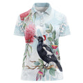Australia Magpie Christmas Women Polo Shirt Eucalyptus Aboriginal Watercolor Stylized - Aussie Hoodie