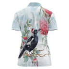 Australia Magpie Christmas Women Polo Shirt Eucalyptus Aboriginal Watercolor Stylized - Aussie Hoodie