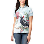 Australia Magpie Christmas Women Polo Shirt Eucalyptus Aboriginal Watercolor Stylized - Aussie Hoodie