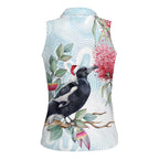 Australia Magpie Christmas Women Sleeveless Polo Shirt Eucalyptus Aboriginal Watercolor Stylized - Aussie Hoodie