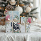 Australia Magpie Christmas Wrapping Paper Eucalyptus Aboriginal Watercolor Stylized - Aussie Hoodie