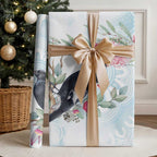 Australia Magpie Christmas Wrapping Paper Eucalyptus Aboriginal Watercolor Stylized - Aussie Hoodie