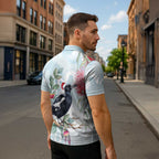Australia Magpie Christmas Zipper Polo Shirt Eucalyptus Aboriginal Watercolor Stylized - Aussie Hoodie