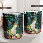 Sulphur-crested Cockatoo New Zealand Laundry Basket Paua Shell Aotearoa Maori Tropical Flowers - Aussie Hoodie