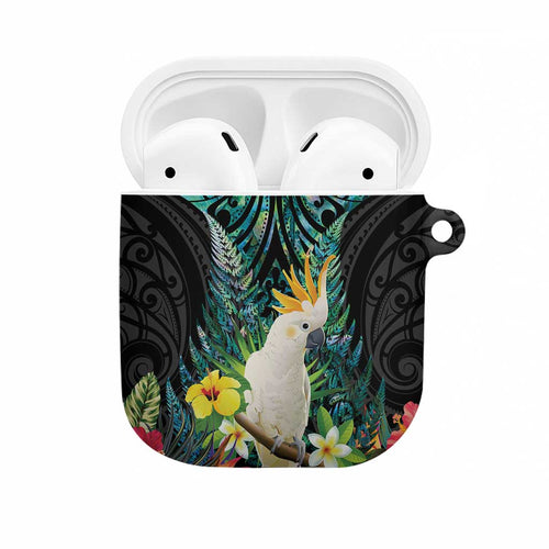 Sulphur-crested Cockatoo New Zealand AirPods Case Paua Shell Aotearoa Maori Tropical Flowers - Aussie Hoodie