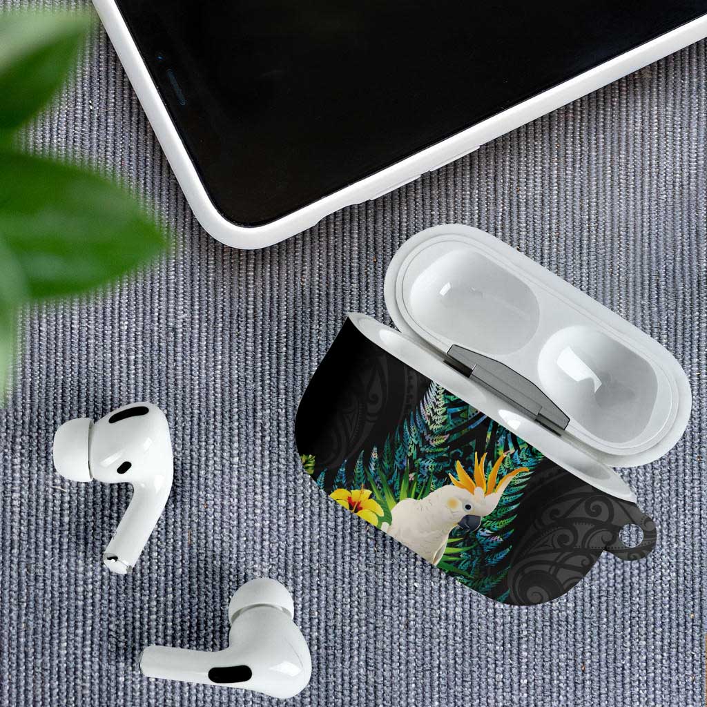 Sulphur-crested Cockatoo New Zealand AirPods Case Paua Shell Aotearoa Maori Tropical Flowers - Aussie Hoodie