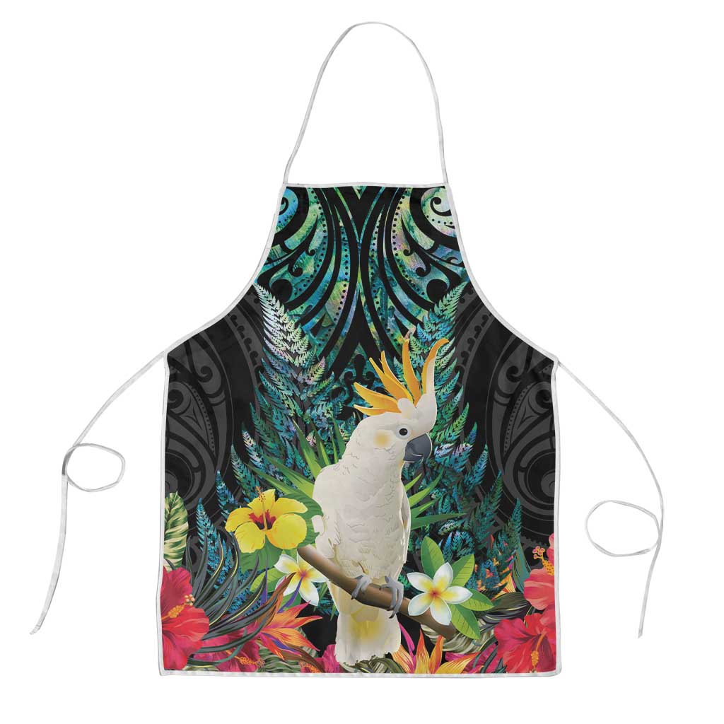 Sulphur-crested Cockatoo New Zealand Apron Paua Shell Aotearoa Maori Tropical Flowers - Aussie Hoodie