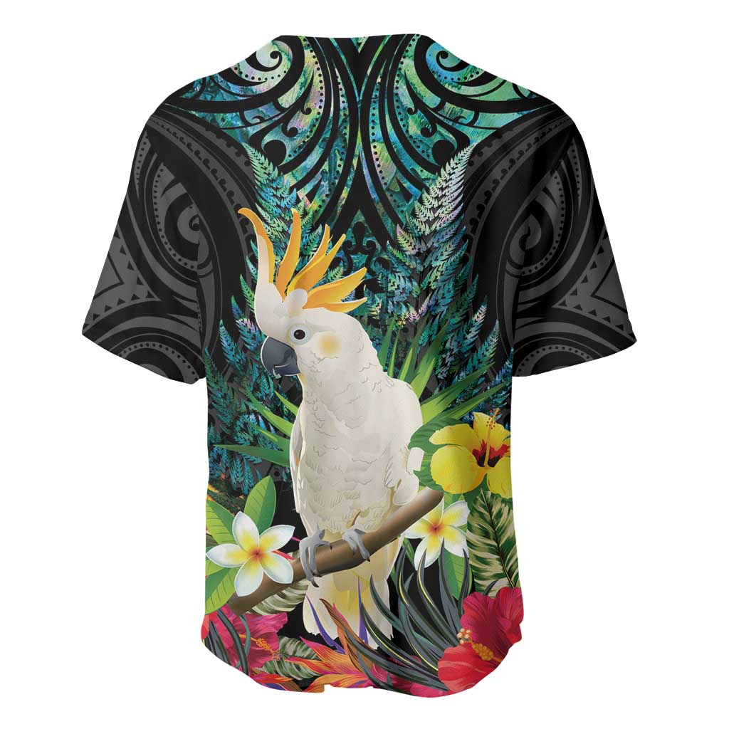 Sulphur-crested Cockatoo New Zealand Baseball Jersey Paua Shell Aotearoa Maori Tropical Flowers - Aussie Hoodie