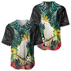 Sulphur-crested Cockatoo New Zealand Baseball Jersey Paua Shell Aotearoa Maori Tropical Flowers - Aussie Hoodie
