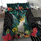 Sulphur-crested Cockatoo New Zealand Bedding Set Paua Shell Aotearoa Maori Tropical Flowers - Aussie Hoodie