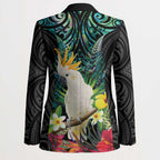 Sulphur-crested Cockatoo New Zealand Blazer Paua Shell Aotearoa Maori Tropical Flowers - Aussie Hoodie