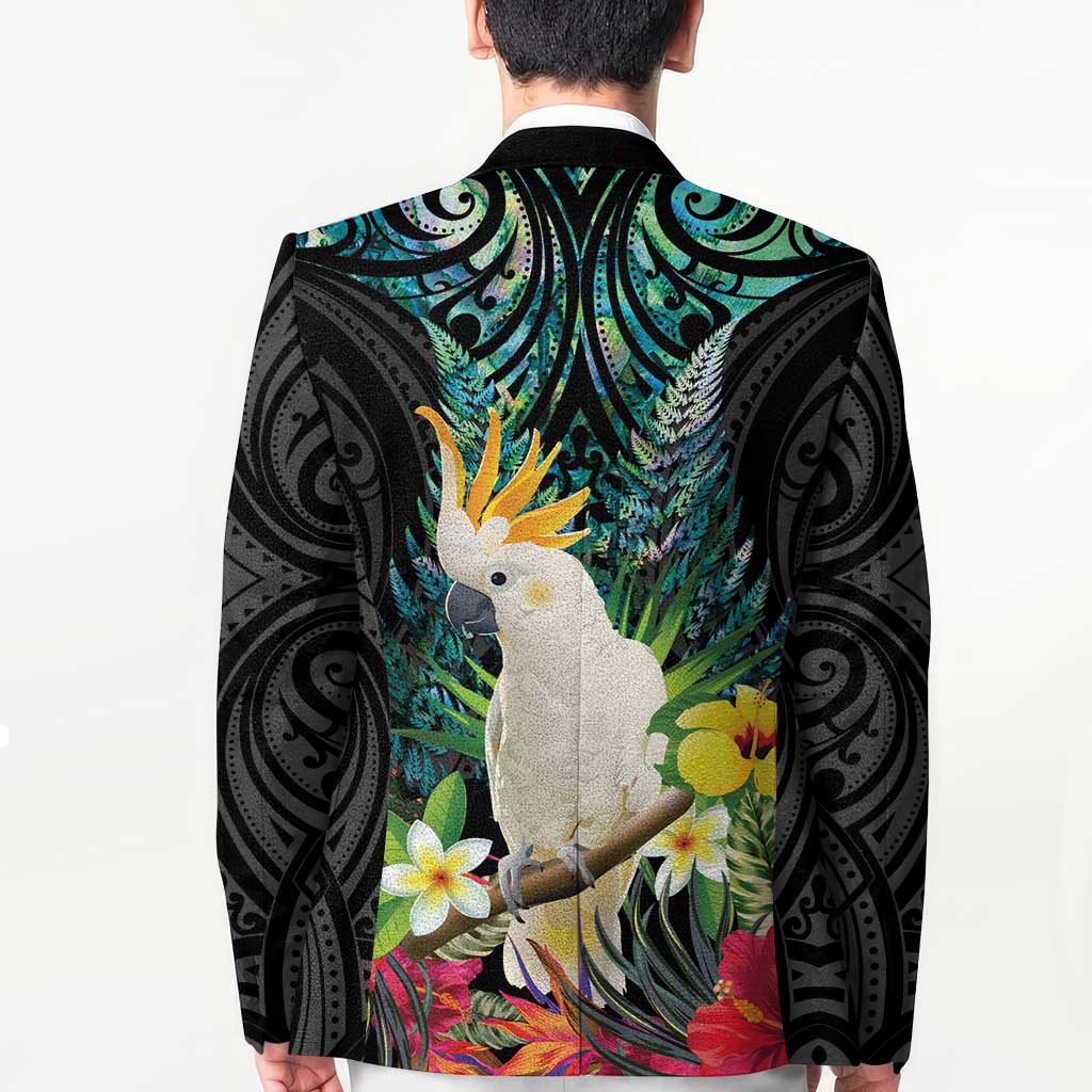 Sulphur-crested Cockatoo New Zealand Blazer Paua Shell Aotearoa Maori Tropical Flowers - Aussie Hoodie