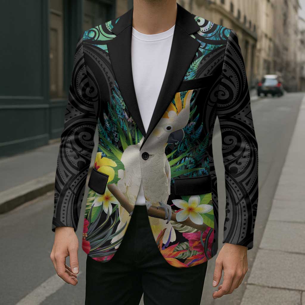 Sulphur-crested Cockatoo New Zealand Blazer Paua Shell Aotearoa Maori Tropical Flowers - Aussie Hoodie