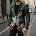 Sulphur-crested Cockatoo New Zealand Blazer Paua Shell Aotearoa Maori Tropical Flowers - Aussie Hoodie