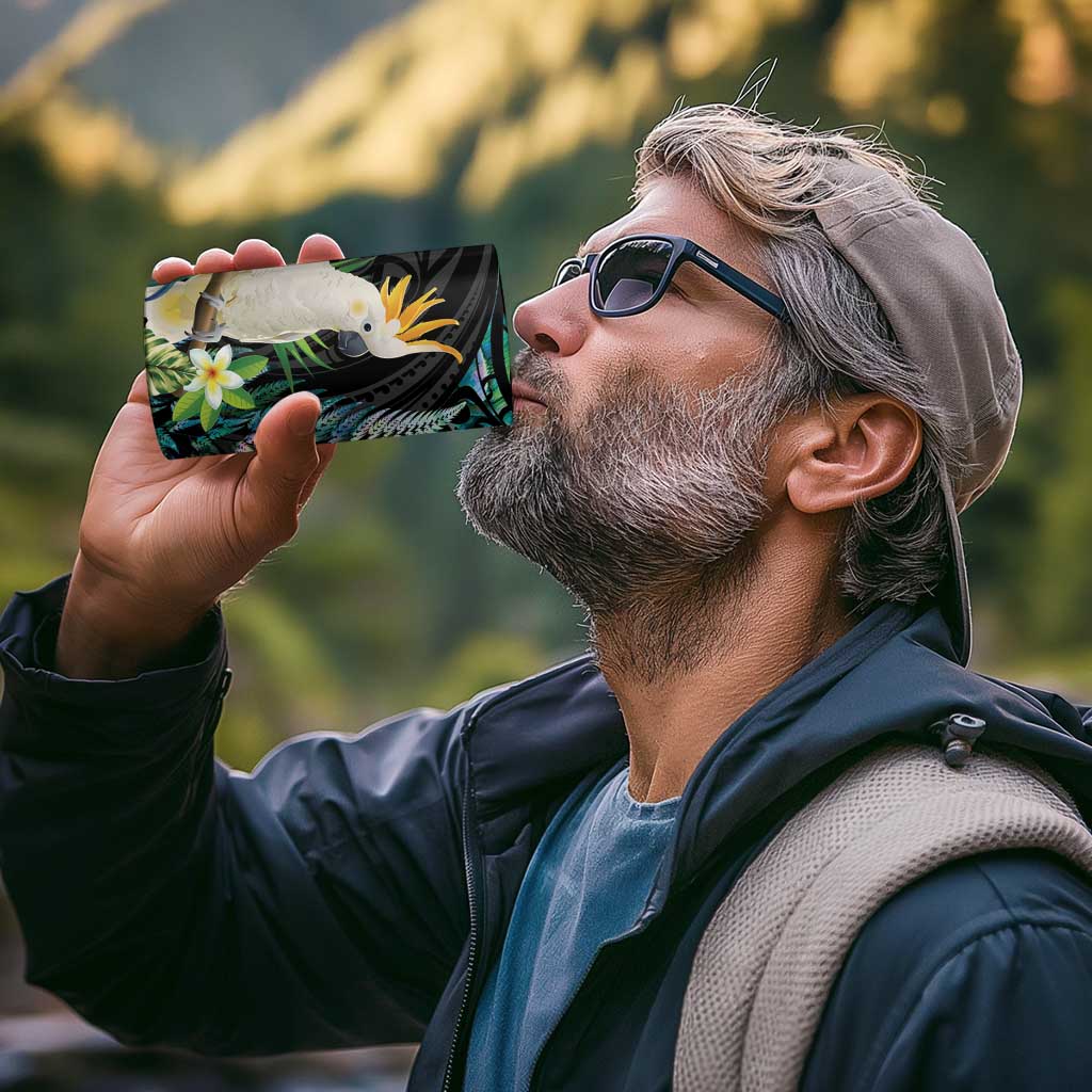 Sulphur-crested Cockatoo New Zealand 4 in 1 Can Cooler Tumbler Paua Shell Aotearoa Maori Tropical Flowers - Aussie Hoodie