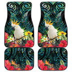 Sulphur-crested Cockatoo New Zealand Car Mats Paua Shell Aotearoa Maori Tropical Flowers - Aussie Hoodie