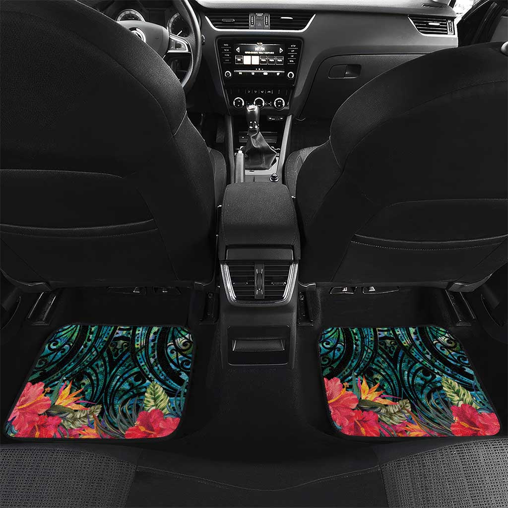 Sulphur-crested Cockatoo New Zealand Car Mats Paua Shell Aotearoa Maori Tropical Flowers - Aussie Hoodie