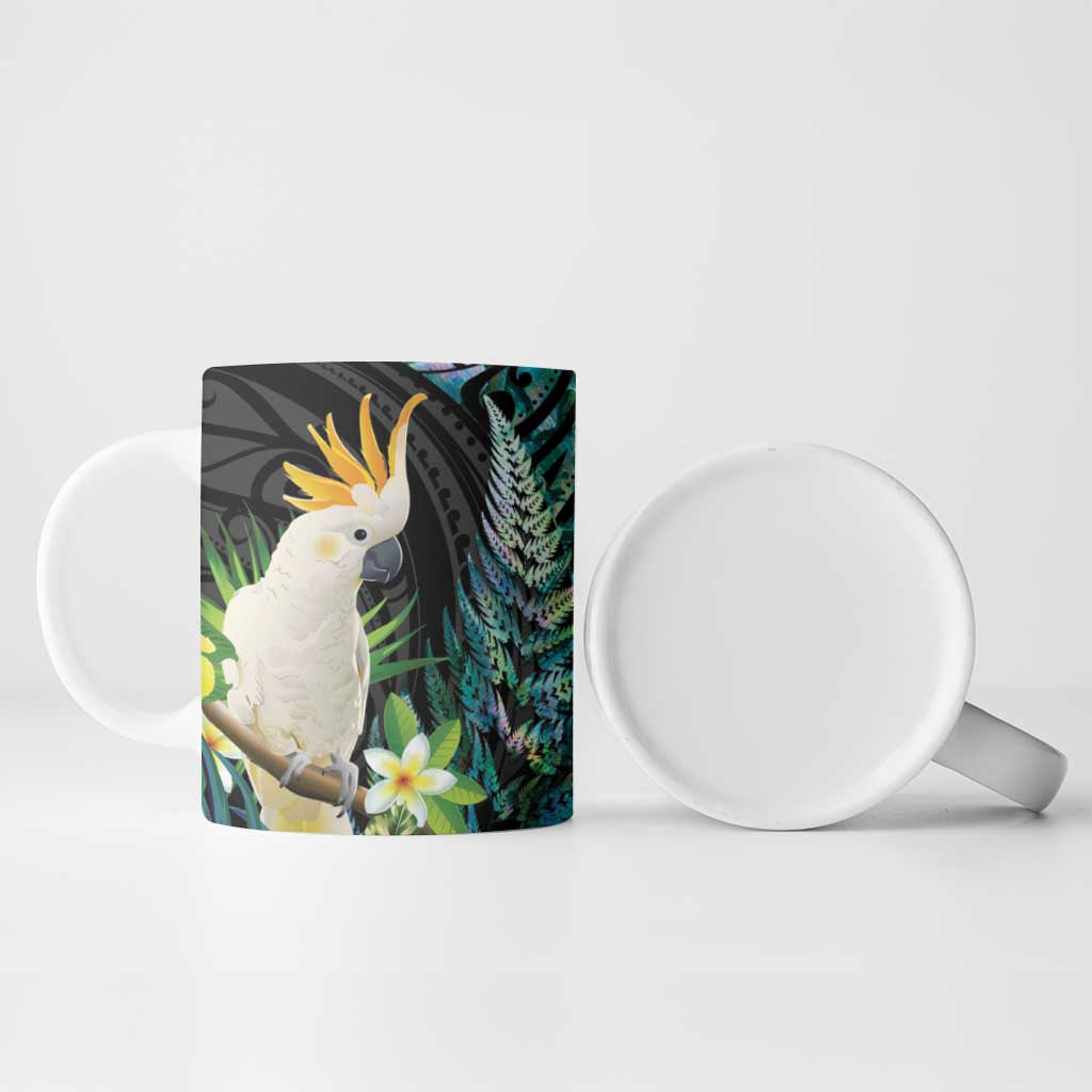 Sulphur-crested Cockatoo New Zealand Ceramic Mug Paua Shell Aotearoa Maori Tropical Flowers - Aussie Hoodie