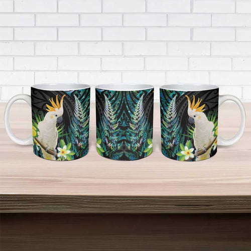 Sulphur-crested Cockatoo New Zealand Ceramic Mug Paua Shell Aotearoa Maori Tropical Flowers - Aussie Hoodie