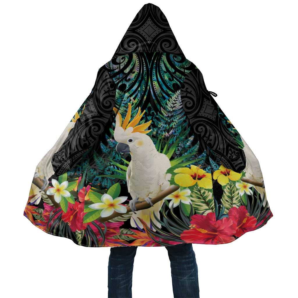 Sulphur-crested Cockatoo New Zealand Cloak Paua Shell Aotearoa Maori Tropical Flowers - Aussie Hoodie
