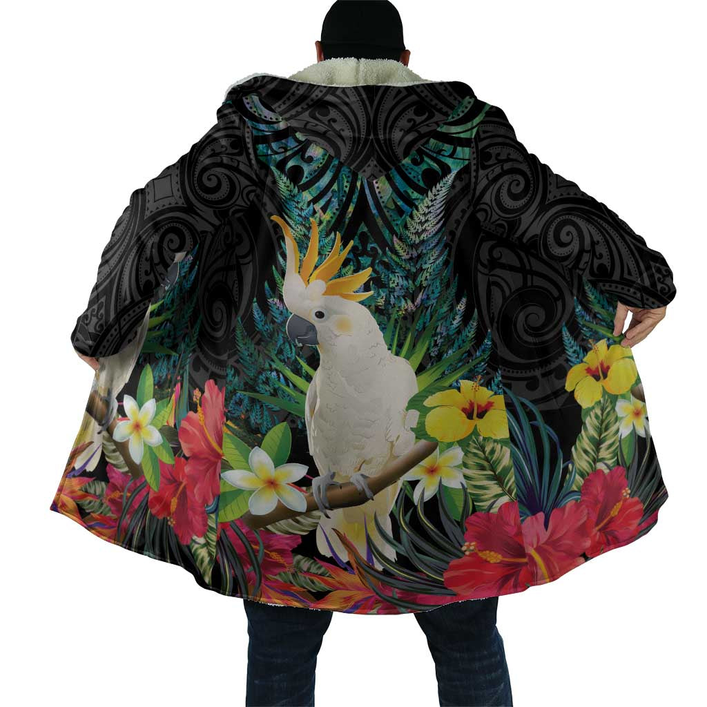 Sulphur-crested Cockatoo New Zealand Cloak Paua Shell Aotearoa Maori Tropical Flowers - Aussie Hoodie