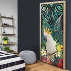 Sulphur-crested Cockatoo New Zealand Door Cover Paua Shell Aotearoa Maori Tropical Flowers - Aussie Hoodie