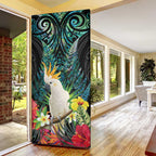 Sulphur-crested Cockatoo New Zealand Door Cover Paua Shell Aotearoa Maori Tropical Flowers - Aussie Hoodie