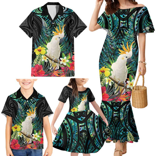 Sulphur-crested Cockatoo New Zealand Family Matching Mermaid Dress and Hawaiian Shirt Paua Shell Aotearoa Maori Tropical Flowers - Aussie Hoodie