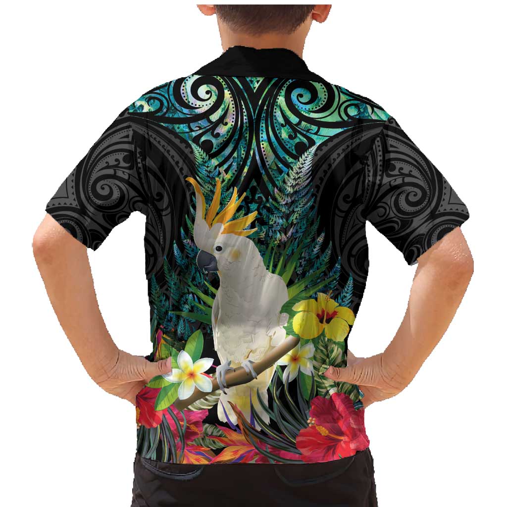 Sulphur-crested Cockatoo New Zealand Family Matching Mermaid Dress and Hawaiian Shirt Paua Shell Aotearoa Maori Tropical Flowers - Aussie Hoodie