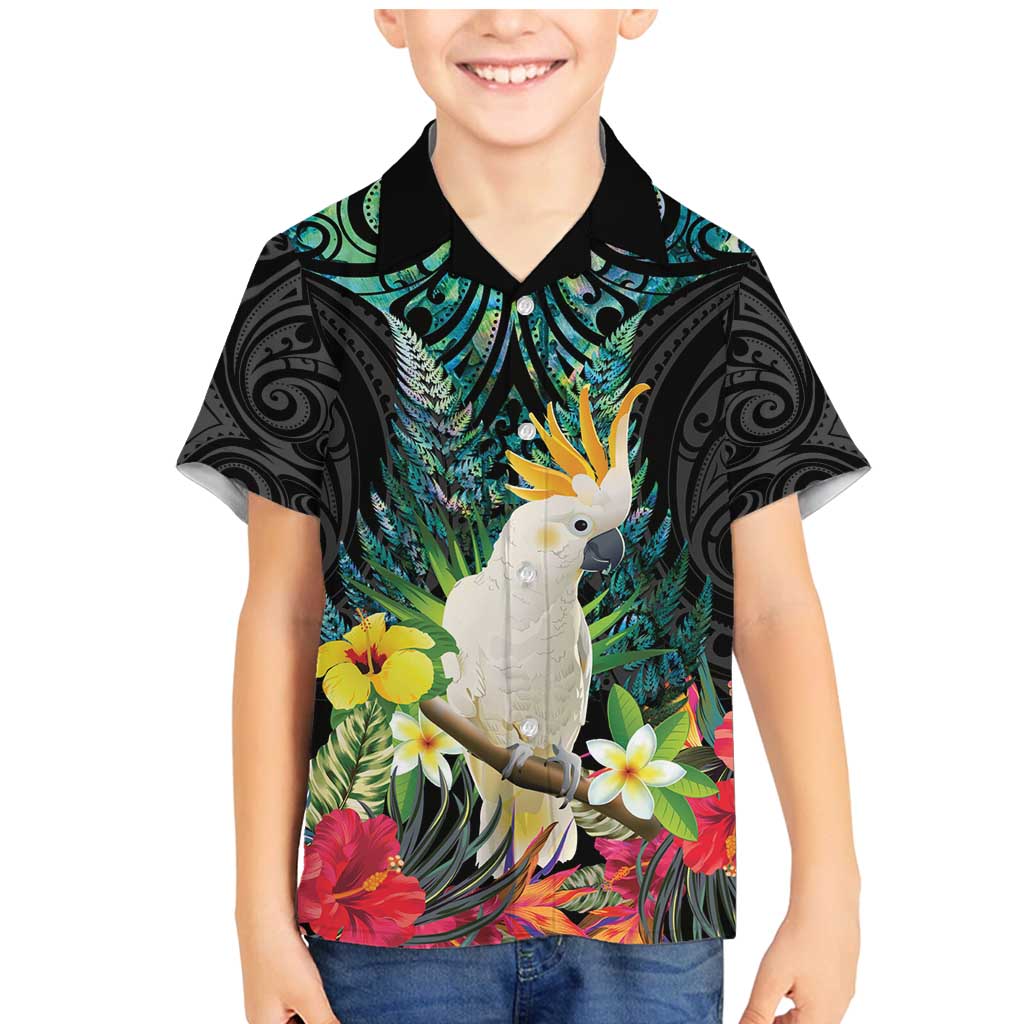 Sulphur-crested Cockatoo New Zealand Family Matching Mermaid Dress and Hawaiian Shirt Paua Shell Aotearoa Maori Tropical Flowers - Aussie Hoodie