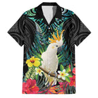 Sulphur-crested Cockatoo New Zealand Family Matching Off The Shoulder Long Sleeve Dress and Hawaiian Shirt Paua Shell Aotearoa Maori Tropical Flowers - Aussie Hoodie