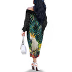 Sulphur-crested Cockatoo New Zealand Family Matching Off The Shoulder Long Sleeve Dress and Hawaiian Shirt Paua Shell Aotearoa Maori Tropical Flowers - Aussie Hoodie