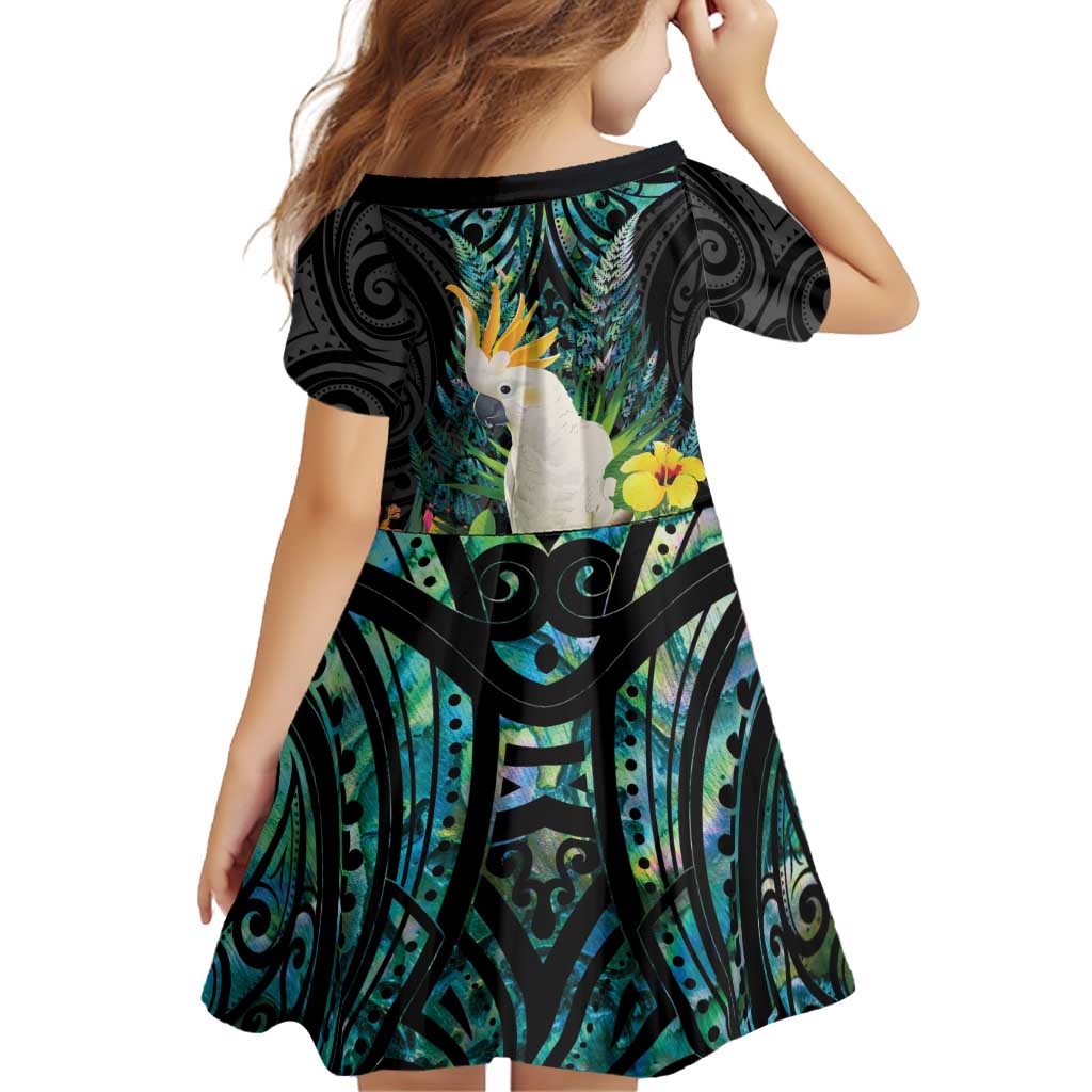 Sulphur-crested Cockatoo New Zealand Family Matching Off Shoulder Maxi Dress and Hawaiian Shirt Paua Shell Aotearoa Maori Tropical Flowers - Aussie Hoodie