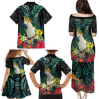 Sulphur-crested Cockatoo New Zealand Family Matching Puletasi and Hawaiian Shirt Paua Shell Aotearoa Maori Tropical Flowers - Aussie Hoodie